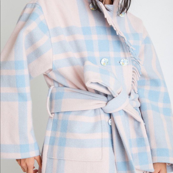 Love shack fancy plaid fringe wool coat EUC - Picture 2 of 10